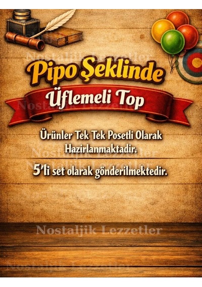 Karne Hediyesi 5 Set Pipo Şeklinde Üflemeli Top Ve Tebrik Kartı