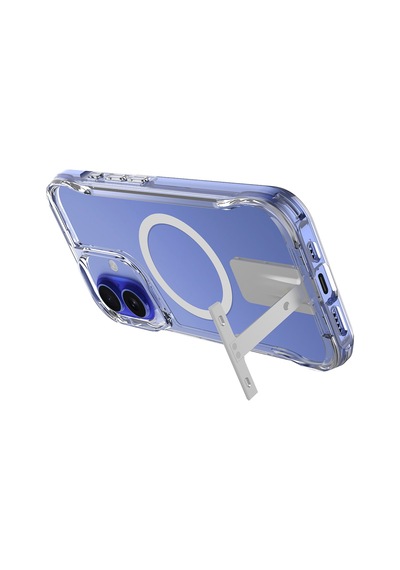 Apple Uyumlu iPhone 16 Kılıf M-safe Şarj Özellikli Zore T-max Standlı Kapak Seffaf