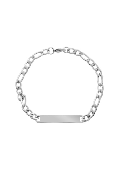 Silver Renk Gurmet Zincirli Basic Model Kişiye Özel İsim/harf Yazılı Erkek Çelik Bileklik
