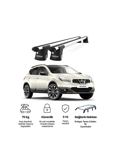 Trio-ı Missan Qashqai 2008-2013 Uyumlu Kilitli Ara Atkı 135cm Port Bagaj Tavan Barı