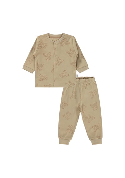 Civil Baby Ayıcık Baskılı 6-18 Ay Pijama Takımı - Kahve
