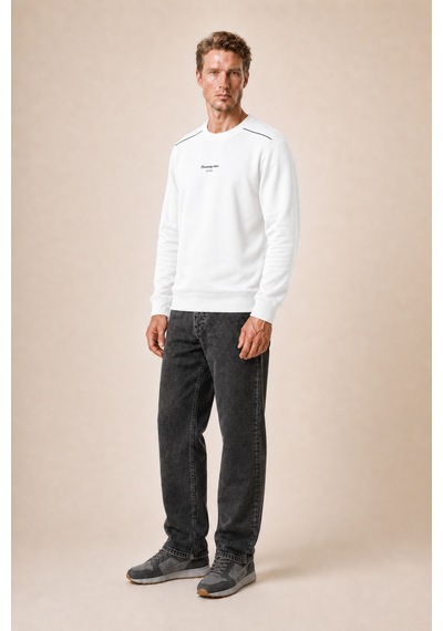 Redline Qwen Bisiklet Yaka Regular Fit Kışlık Sweatshirt Beyaz