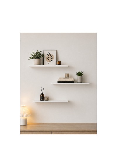 Harmony 3 Raflı Gizli Monte Uçan Raf 50 15 Cm Beyaz