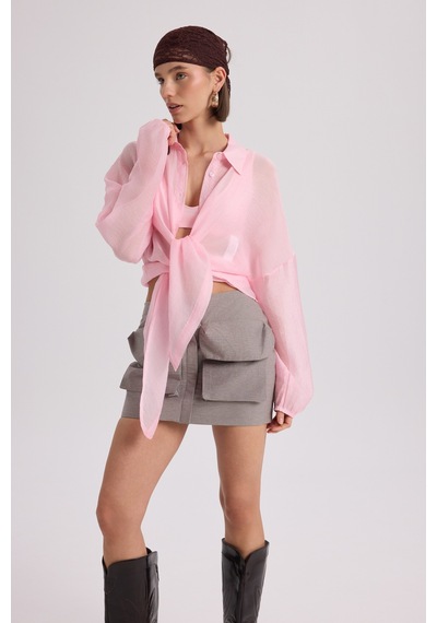Mai Collection Mai Studios Co. Lyra Oversize Pembe Gömlek Pembe