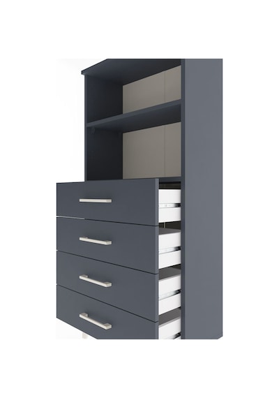 Arges Dolap 2 Raflı 4 Çekmeceli 60x30x134 Antrasit-antrasit Antrasit