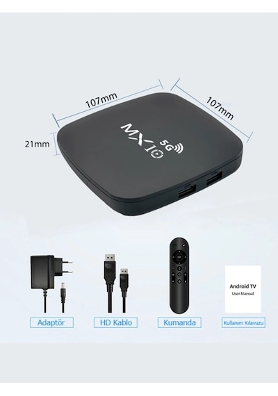 Mx10-5g Android Tv Box 4k Ultra Hd Mx Box S 5g Wifi Smart Tv Kutusu