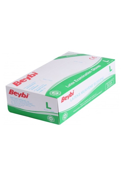 Beybi Lateks Muayene Eldiveni Pudralı Large 100'lü 20 Paket