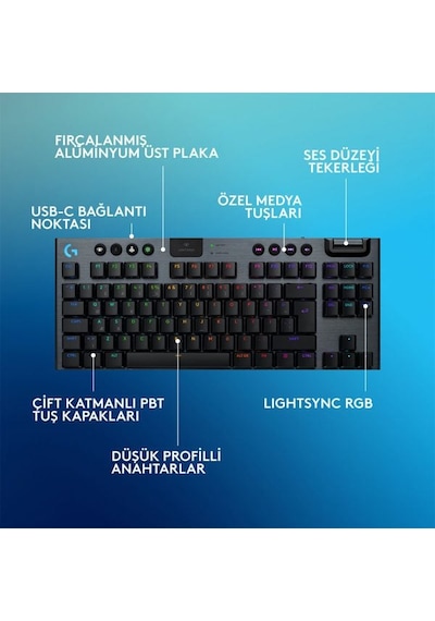 Logitech 920-012721 G915 X Lightspeed TKL Low Profile Tactile Switch Kablosuz Klavye