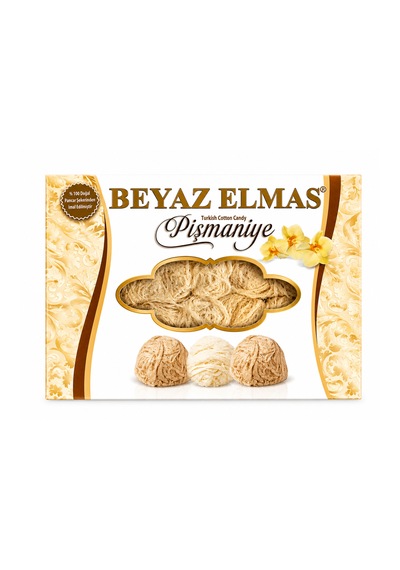 Beyaz Elmas Büyük Boy Pişmaniye 250 Gr - Kakaolu Geleneksel Türk Pişmaniyesi - Tel Helva