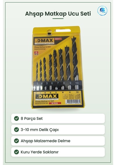 Ahşap Matkap Ucu Seti 8 Parça 3 İle 10 Mm Arası Delme Uçları Elek
