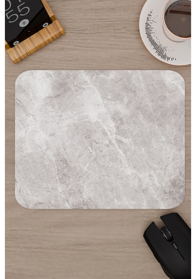 Beyaz Mermer Kaymaz Dikişli Kauçuk Oyuncu Mousepad V4 - 22x18 Gaming Mouse Pad Fare Altlığı