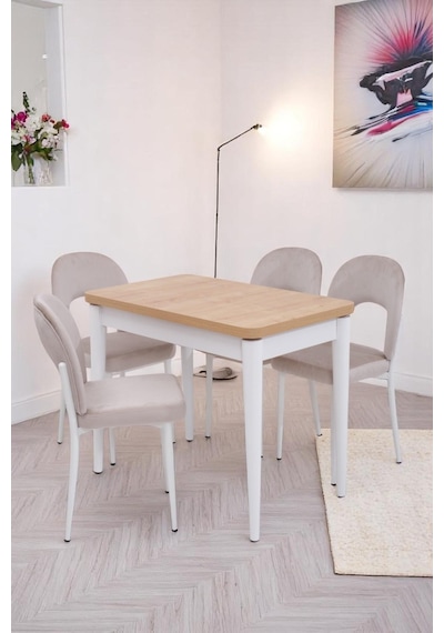 Damla Hilal Mdf Mutfak Masa Sandalye Takımı 60x100cm Kahve