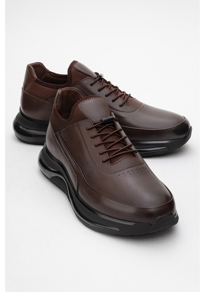 Dericlub Erkek Kalın Taban Comfort Sneaker Gerçek Deri Cr 2440 Kahverengi Kahverengi