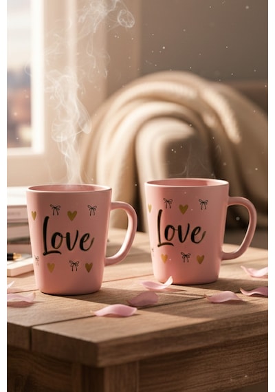 Rakle Love 2'li Kupa Seti Pembe 380 Cc Çok Renkli