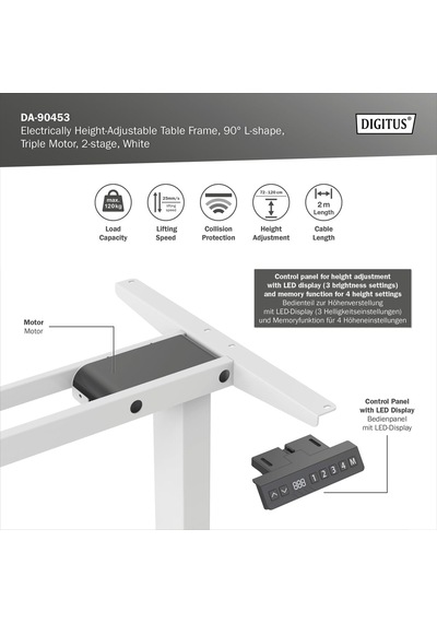 Elektrikli Yüksekliği Ayarlanabilir Masa Çerçevesi, Gri, 124-208 Cm Genel Elektrikli Yüksekliği Ayarlanabilir Masa Çerçevesi, Gri, 124-208 Cm Genel