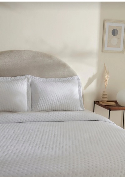 Karaca Home Breeze Soft Çift Kişilik Yatak Örtüsü Takımı Ekru Be Beyaz