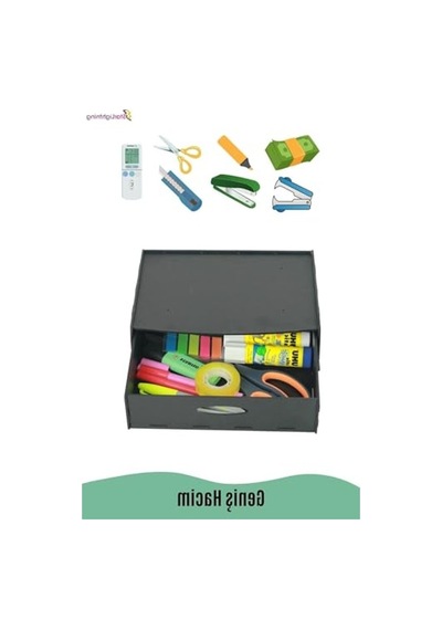 Masa Altı Saklama Kabı - Siyah Renkli Organizer Açık Bej