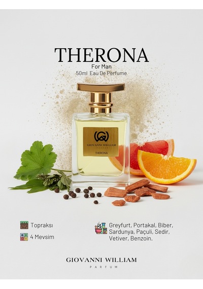 Therona Erkek Parfüm Edp Greyfurt, Portakal, Biber, Paçuli, Vetiver, Sedir Baharat - Odunsu