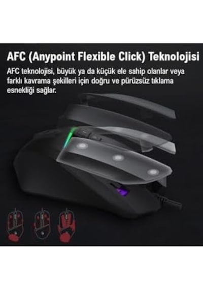 W60 Max 10.000 Cpı 10 Tuş Optik Rgb Uc3&4 Aktif Kablolu Kırmızı Gaming Oyuncu Mouse