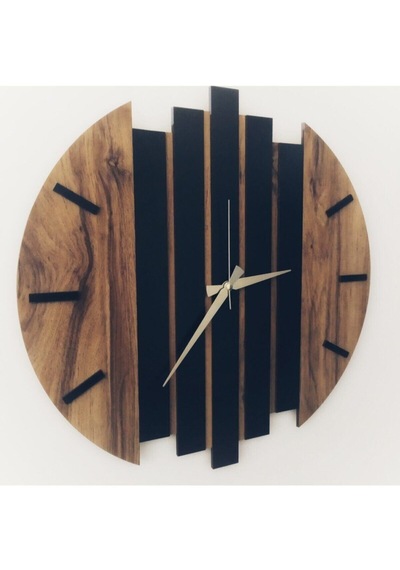 Modern Ahşap Duvar Saati 50cm Ahşap