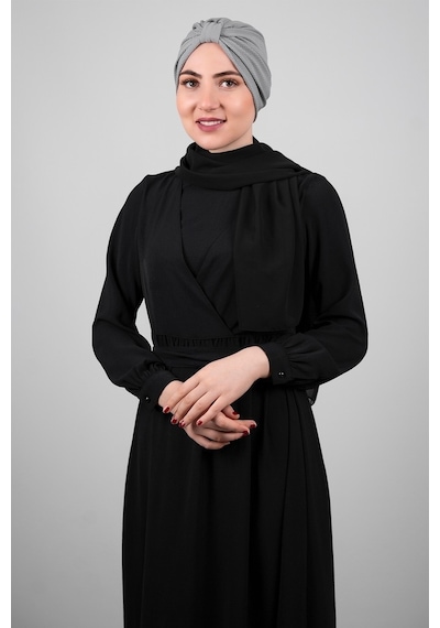 Hürrem Bone Gri Pratik Hazır Geçmeli Tesettür Bone Petekli Büzgülü 1204_15 Gri