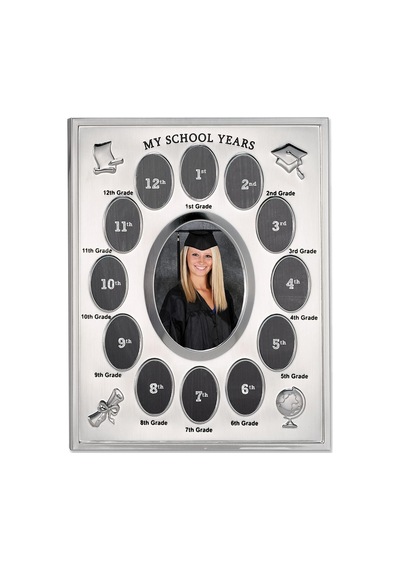 Lexroo 1, Silver - 835080 My School Years Silver Plated 8x10 Multi Picture Frame