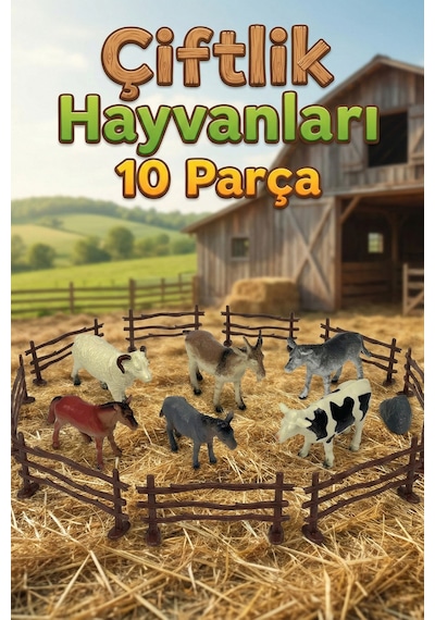 Vardem Çiftlik Hayvanları Seti 10 Parça - Eğitici Oyuncak Hayvan Figürleri