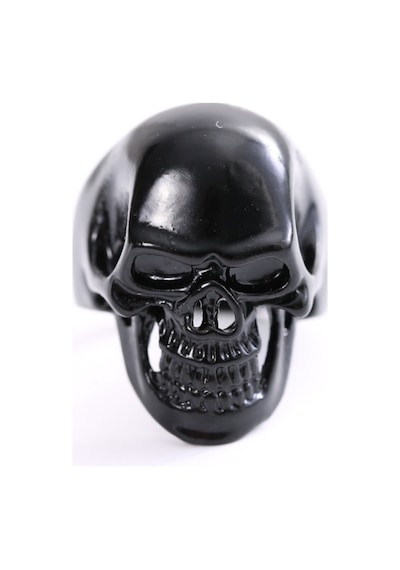 Chavin Siyah Büyük Skull Kurufafa Erkek Yüzük Df94 Siyah