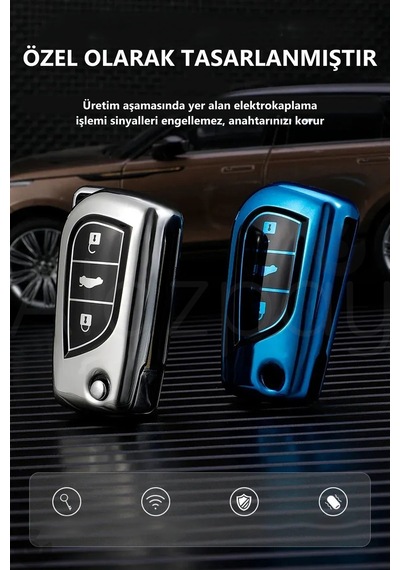 Toyota Corolla Auris Yaris Avensis Verso Hilux Parlak Tpu Anahtar Kılıfı Gümüş