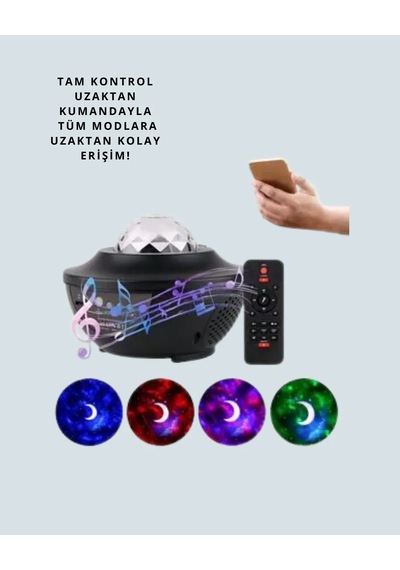 Bluetooth &amp Usb Müzik Çalar Gece Lambası 50 M² Kapsama, Uzaktan Kumanda Mavi 43905359