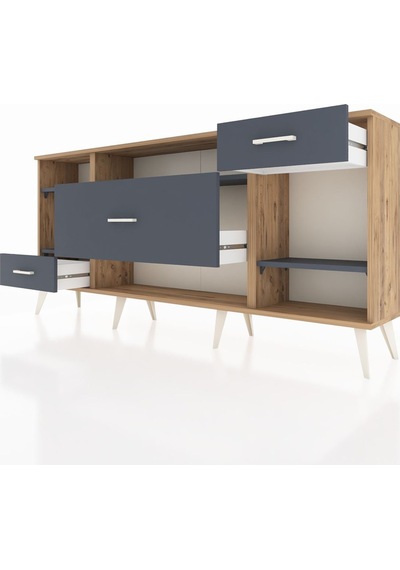 Arges Konsol 4 Raflı 3 Çekmeceli 176x30x83 Çam-antrasit/antrasit Antrasit/antrasit Arges Konsol 4 Raflı 3 Çekmeceli 176x30x83 Çam-antrasit/antrasit Antrasit/antrasit