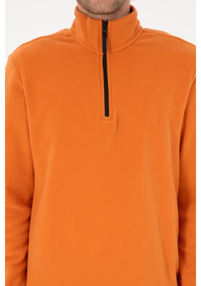 U.S. Polo Assn. Erkek Regular Fit Bakır Polar Yarım Fermuarlı Basic Sweatshirt 50313777-VR182