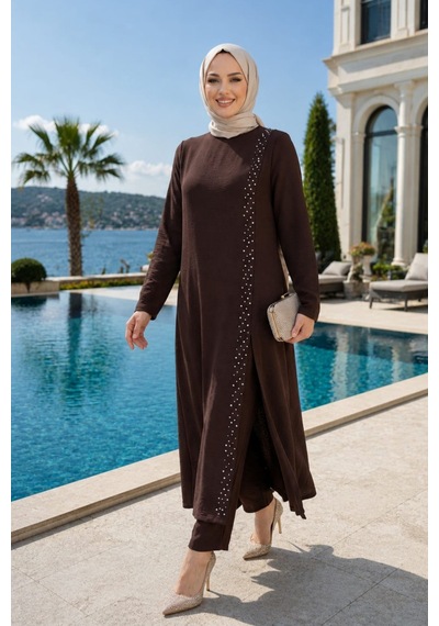 Hb Harma Time Butik Kadın İnci İşlemeli Kahverengi Tunik-pantolon İkili Takım Kahverengi Kahverengi Hb Harma Time Butik Kadın İnci İşlemeli Kahverengi Tunik-pantolon İkili Takım Kahverengi Kahverengi