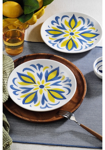 Kütahya Porselen Bone Strada 2 Parça 23 Cm Servis Tabağı Beyaz Ve Altın