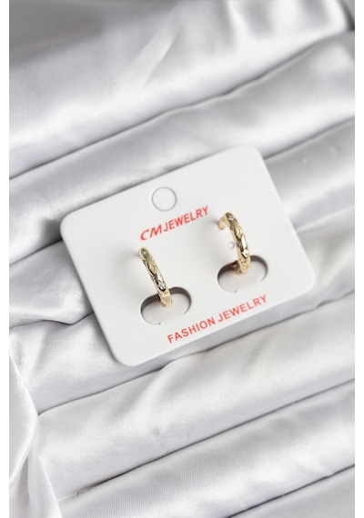 14k Gold Renk Kaplama Zirkon Taşlı Halka Model Cm Kadın Küpe Renkli