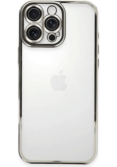 Apple Uyumlu iPhone 16 Pro Max Kılıf Kamera Korumalı Lensli Silikon Gümüş\