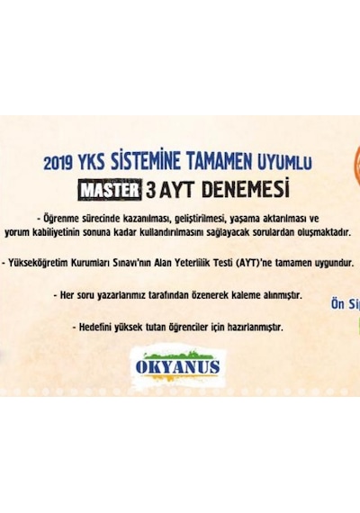 Okyanus Yayıncılık - Master 3 Ayt Denemesi
