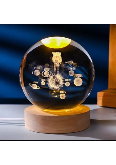 Mr 3d Kristal Cam Küre, Ahşap Soketli Gece Lambası,led, Sevgiliye Hediye, Noel, Öğretmenler Gün 82819375