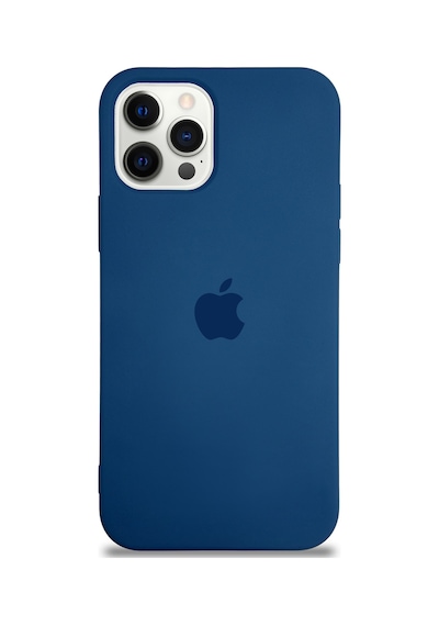 Apple Uyumlu  iPhone 12 Pro Logolu Silikon Kılıf Altı Kapalı İçi Kadife Lansman Arka Kapak