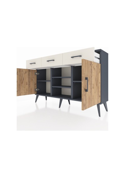 Arges Konsol 4 Raflı 3 Çekmeceli 2 Kapaklı 132x30x83 Antrasit-çam/aytaşı Çam/aytaşı Arges Konsol 4 Raflı 3 Çekmeceli 2 Kapaklı 132x30x83 Antrasit-çam/aytaşı Çam/aytaşı