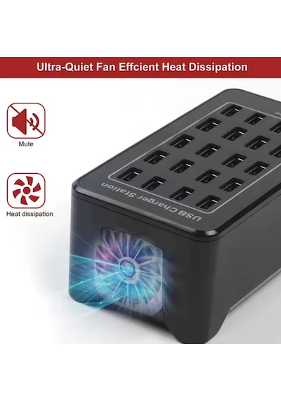 20 Usb Portu Hızlı Şarj Şarj İstasyonu Dock Kablosu İle 100w Ab
