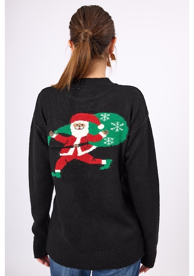 Peraluna Happy Times Çam Ağacı Desenli Unisex Yılbaşı Kazağı - Siyah/yeşil Siyah/yeşil Siyah - Yeşil