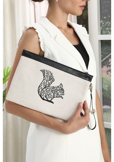 Ju Yaratıcı Tasarım Nakışlı İşlemeli Portföy Ve Clutch Çanta Geyi