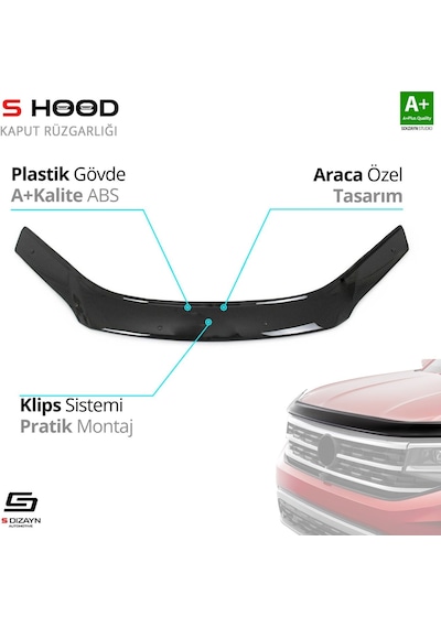 S-dizayn Honda Civic Abs Plastik Kaput Rüzgarlığı 2000-2006 A+kalite