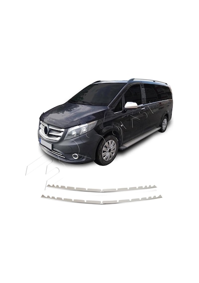 Mercedes Vito W447 Uyumlu Krom Ön Tampon Çıtası Çentikli 2 Parça Paslanmaz Çelik