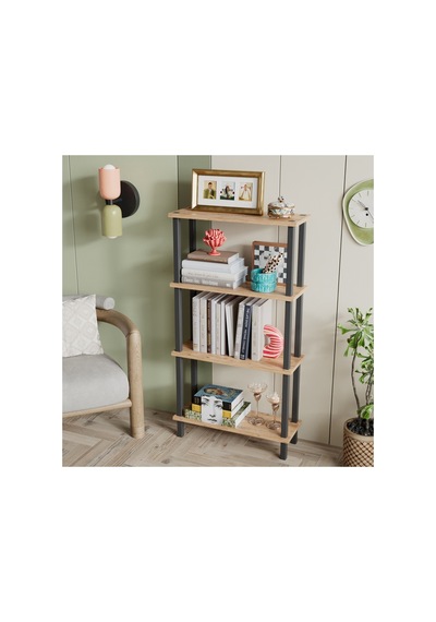 Pırada 4 Raflı Kitaplık Organizer Düzenleyici Meşe