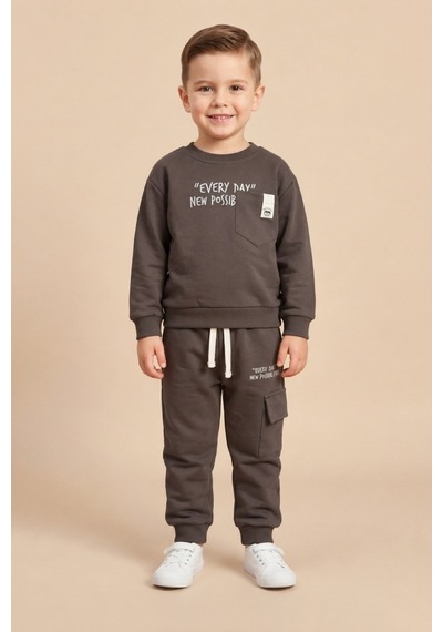 Ahengim Erkek Çocuk Pamuklu Baskılı 2 Li Takım Sweatshirt Eşofman Altı 1-4 Yaş Ak122 Kahverengi Ahengim Erkek Çocuk Pamuklu Baskılı 2 Li Takım Sweatshirt Eşofman Altı 1-4 Yaş Ak122 Kahverengi
