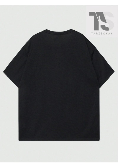 Startmore Goth Erkek Alfabe Ve Beş Köşeli Yıldız Baskılı T-shirt Siyah