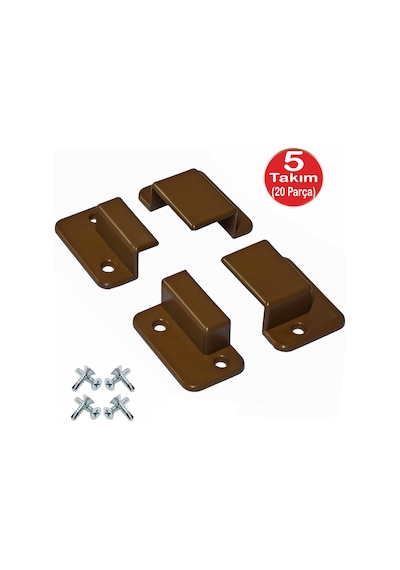 Kahve Pimapen Pencere Sineklik Montaj Aparatı Köşe Bağlama Pabucu 5 Set 10x20 Profil İçin