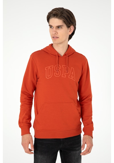 U.S. Polo Assn. Erkek Regular Fit Kapüşonlu Kiremit Basic Sweatshirt 50295175-VR031